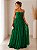 VESTIDO LONGO CHIFFON TOMARA QUE CAIA DRAPEADO CRUZADO BUSTO SAIA BABADOS VERTICAIS VERDE BANDEIRA - Imagem 1