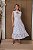 VESTIDO MIDI RENDA GUIPIR FLORAL GOLA ALTA C/ RECORTE COMPRIMENTO FLUIDO BRANCO - Imagem 1