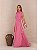 VESTIDO LONGO CREPE DE SEDA GOLA ALTA FRANZIDO FRENTE AMARRAÇÃO COSTAS PINK - Imagem 1