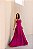 VESTIDO LONGO CRIFFON SEM ALÇA BUSTO CORSET C/ DECOTE CANOA DETALHE DRAPEADO CINTURA  FUCSIA - Imagem 1
