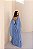VESTIDO LONGO CRIFFON SEM ALÇA BUSTO CORSET C/ DECOTE CANOA DETALHE DRAPEADO CINTURA AZUL SERENITY - Imagem 2
