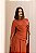 VESTIDO LONGO CRIFFON SEM ALÇA BUSTO CORSET C/ DECOTE CANOA DETALHE DRAPEADO CINTURA TERRACOTA - Imagem 2