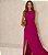 VESTIDO LONGO CREPE DE SEDA DECOTE ARREDONDADO DETALHE DRAPEADO BUSTO FENDA FRONTAL FUCSIA - Imagem 1