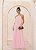 VESTIDO LONGO CHIFFON GOLA ALTA C/ AMARRAÇÃO FRENTE UNICA ROSA BEBE - Imagem 1