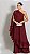 VESTIDO LONGO CREPE DE SEDA OMBRO SÓ C/ FLOR REMOVÍVEL C/ CAPA SOBREPOSTA C/ BABADOS BARRA MARSALA - Imagem 1