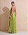VESTIDO LONGO CREPE DE SEDA FRENTE ÚNICA GOLA C/ ARGOLA METÁLICA COMPRIMENTO PLISSADO VERDE MENTA - Imagem 2