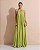 VESTIDO LONGO CREPE DE SEDA FRENTE ÚNICA GOLA C/ ARGOLA METÁLICA COMPRIMENTO PLISSADO VERDE MENTA - Imagem 1