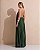 VESTIDO LONGO CREPE DE SEDA FRENTE ÚNICA GOLA C/ ARGOLA METÁLICA COMPRIMENTO PLISSADO VERDE OLIVA - Imagem 2