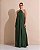 VESTIDO LONGO CREPE DE SEDA FRENTE ÚNICA GOLA C/ ARGOLA METÁLICA COMPRIMENTO PLISSADO VERDE OLIVA - Imagem 1