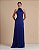 VESTIDO LONGO GOLA ALTA SEDA COM AMARRAÇÃO COSTA NUA AZUL ROYAL - Imagem 1