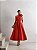 VESTIDO MIDI OMBRO SÓ C/ DETALHE EM FLOR SAIA EVASÊ VERMELHO - Imagem 1