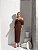 VESTIDO MIDI TOMARA QUE CAIA BUSTO C/ DETALHE EM LAÇO MARROM - Imagem 1