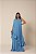 VESTIDO LONGO CHIFFON OMBRO SÓ SOBREPOSTO C/ CAPA C/ BABADOS BARRA AZUL SERENITY - Imagem 1