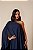 VESTIDO LONGO CHIFFON OMBRO SÓ SOBREPOSTO C/ CAPA C/ BABADOS BARRA AZUL MARINHO - Imagem 3