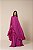VESTIDO LONGO CHIFFON OMBRO SÓ SOBREPOSTO C/ CAPA C/ BABADOS BARRA FUCSIA - Imagem 1