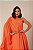 VESTIDO LONGO CHIFFON OMBRO SÓ SOBREPOSTO C/ CAPA C/ BABADOS BARRA LARANJA - Imagem 3