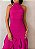 VESTIDO LONGO CHIFON GOLA ALTA DRAPEADO COM CAMADAS VERTICAIS FUCSIA - Imagem 2