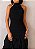 VESTIDO LONGO CHIFON GOLA ALTA DRAPEADO COM CAMADAS VERTICAIS PRETO - Imagem 2