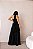 VESTIDO LONGO CHIFON GOLA ALTA DRAPEADO COM CAMADAS VERTICAIS PRETO - Imagem 3