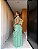 VESTIDO LONGO CHIFON GOLA ALTA CAMADAS VERTICAIS COSTA NUA VERDE MENTA - Imagem 2