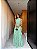 VESTIDO LONGO CHIFON GOLA ALTA CAMADAS VERTICAIS COSTA NUA VERDE MENTA - Imagem 1