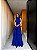 VESTIDO LONGO CHIFON GOLA ALTA CAMADAS VERTICAIS COSTA NUA AZUL ROYAL - Imagem 1