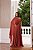 VESTIDO LONGO CHIFFON ALÇA FINA UM OMBRO SÓ C/ CAPA E FLOR REMOVÍVEL SAIA PLISSADA TERRACOTA - Imagem 1