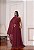 VESTIDO LONGO CHIFFON ALÇA FINA UM OMBRO SÓ C/ CAPA E FLOR REMOVÍVEL SAIA PLISSADA MARSALA - Imagem 1