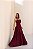 VESTIDO LONGO CHIFFON SEM ALÇA BUSTO CORSET C/ DECOTE CANOA DETALHE DRAPEADO CINTURA  MARSALA - Imagem 1