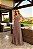 VESTIDO LONGO CHIFFON ALÇA LARGA DETALHE DRAPEADO BUSTO E CINTURA AMARRAÇÃO COSTAS MARROM - Imagem 1
