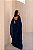 VESTIDO LONGO CHIFFON SEM ALÇA BUSTO CORSET C/ DECOTE CANOA DETALHE DRAPEADO CINTURA AZUL MARINHO - Imagem 3