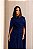 VESTIDO LONGO CHIFFON SEM ALÇA BUSTO CORSET C/ DECOTE CANOA DETALHE DRAPEADO CINTURA AZUL MARINHO - Imagem 2