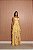 VESTIDO LONGO CHIFFON TOMARA QUE CAIA C/ DECOTE CORAÇÃO DETALHE DRAPEADO BUSTO SAIA C/ BABADOS CASCATA AMARELO - Imagem 1