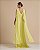 VESTIDO LONGO CHIFFON DECOTE ARREDONDADO MANGA C/ DETALHE CAPA PLISSADO AMARELO - Imagem 2