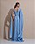 VESTIDO LONGO CHIFFON DECOTE ARREDONDADO MANGA C/ DETALHE CAPA PLISSADO AZUL SERENITY - Imagem 2
