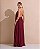 VESTIDO LONGO CREPE DE SEDA FRENTE ÚNICA GOLA C/ ARGOLA METÁLICA COMPRIMENTO PLISSADO MARSALA - Imagem 2