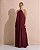 VESTIDO LONGO CREPE DE SEDA FRENTE ÚNICA GOLA C/ ARGOLA METÁLICA COMPRIMENTO PLISSADO MARSALA - Imagem 1