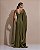 VESTIDO LONGO CHIFFON DECOTE ARREDONDADO MANGA C/ DETALHE CAPA PLISSADO VERDE OLIVA - Imagem 2