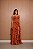 VESTIDO LONGO CHIFFON TOMARA QUE CAIA C/ DECOTE CORAÇÃO DETALHE DRAPEADO BUSTO SAIA C/ BABADOS CASCATA TERRACOTA - Imagem 1