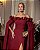 VESTIDO LONGO CREPE DE SEDA OMBRO A OMBRO DETALHE BABADOS MANGAS NO ESTILO CAPA MARSALA - Imagem 2