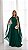 VESTIDO LONGO CREPE DE SEDA GOLA ALTA FRENTE ÚNICA C/ CAPA FLOR REMOVÍVEL VERDE ESMERALDA - Imagem 1