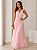 VESTIDO LONGO CHIFFON ALÇA LARGA  BUSTO DRAPEADO C/ DETALHE CINTURA SAIA PLISSADA ROSA BEBÊ - Imagem 1