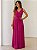 VESTIDO LONGO CHIFFON ALÇA LARGA  BUSTO DRAPEADO C/ DETALHE CINTURA SAIA PLISSADA FUCSIA - Imagem 1