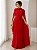 VESTIDO LONGO CHIFFON SAIA PLISSADA GOLA ALTA CAPA VERMELHO - Imagem 1