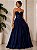 VESTIDO LONGO TAFETA TOMARA QUE CAIA CORPETE CINTURA BAIXA AZUL MARINHO - Imagem 1