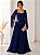 VESTIDO LONGO CHIFFON CORPETE VEU SAIA PLISSADA AZUL MARINHO - Imagem 1