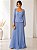 VESTIDO LONGO CHIFFON CORPETE VEU SAIA PLISSADA AZUL SERENITY - Imagem 1