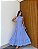 VESTIDO LONGO CHIFON GOLA ALTA  COM BABADO NA BARRA AZUL SERENITY - Imagem 1