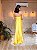 VESTIDO LONGO PRADA COM ELASTANO DECOTE TOMARA QUE CAIA DRAPEADO COM FENDA AMARELO - Imagem 2