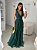 VESTIDO LONGO MICROTULE ALÇA LARGA  SAIA EM CAMADAS VERDE OLIVA - Imagem 1